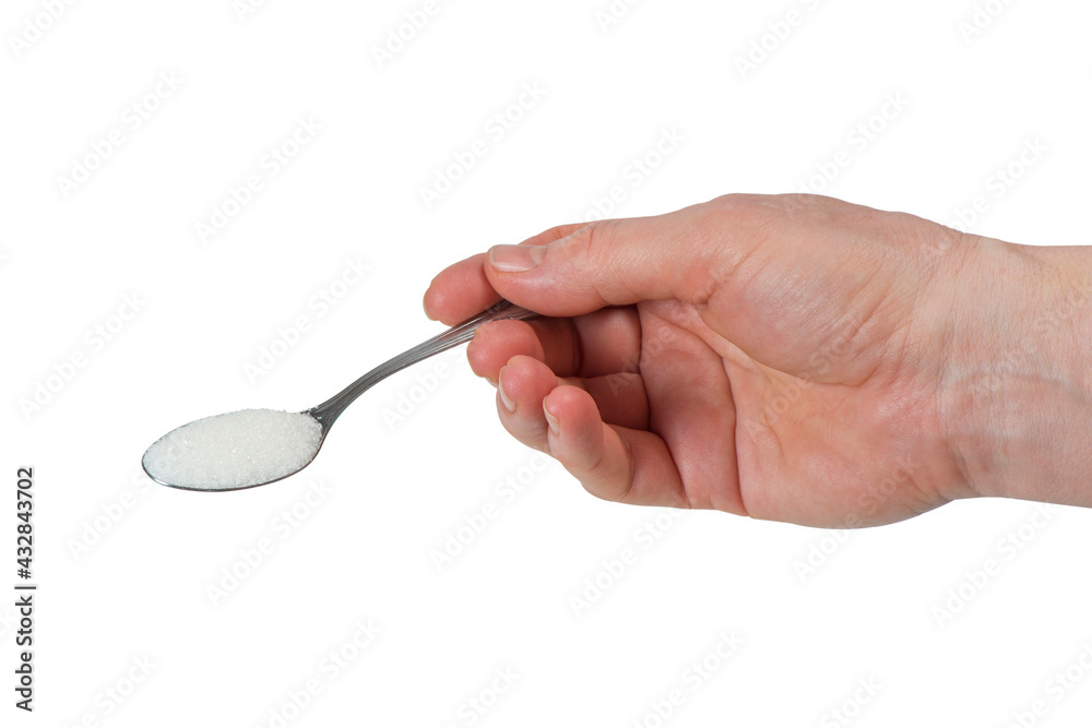 Metal teaspoon with sugar
