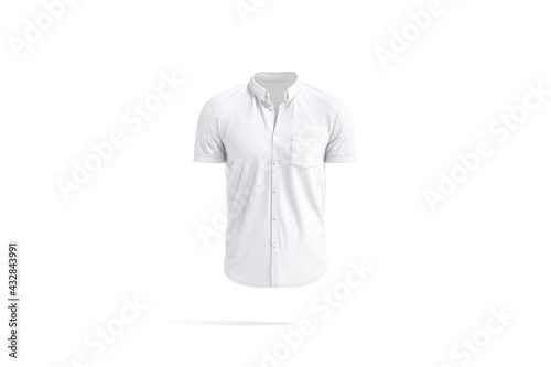 Fotografie Blank white short sleeve button down shirt mockup, isolated
