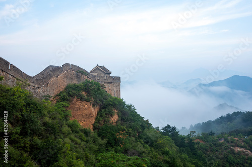 Great Wall in China   The Great Wall and the beautiful clouds in the morning