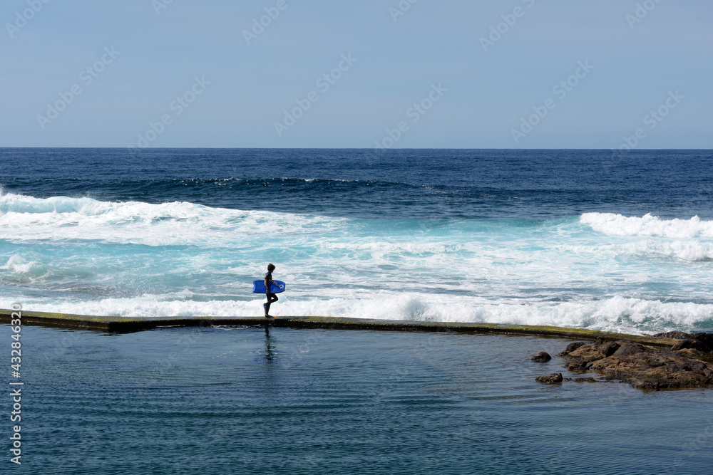 Body Boarder at the edge of the ocean Body Boarder at the edge of the ocean