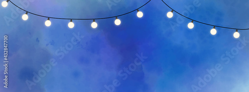 Abstract watercolor vector illustration background and lamp of night sky, copy space, website, web banner, web header,