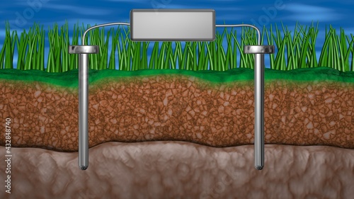 Soil sensitivity testing using electricity .
Soil resistivity testing using electricity . 
3d rendering illustration . photo