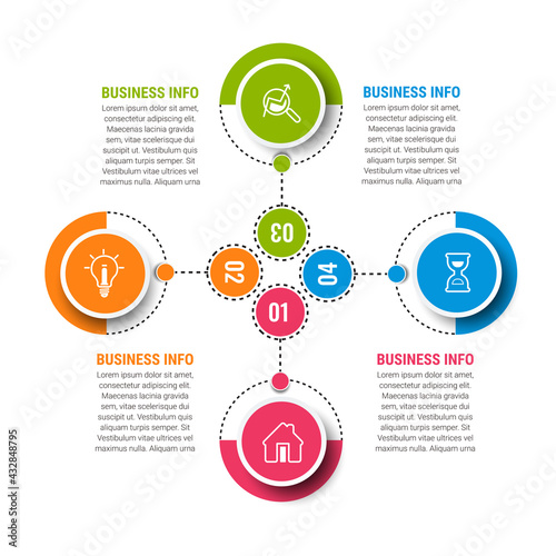 Business Infographics circle origami style Vector illustration. Can be used for flow charts, presentations, web sites, banners, printed materials. EPS 10
