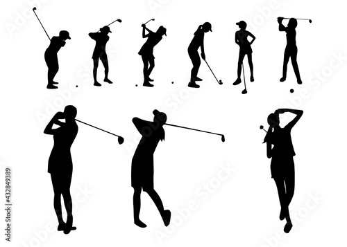 silhouette of woman playing golf