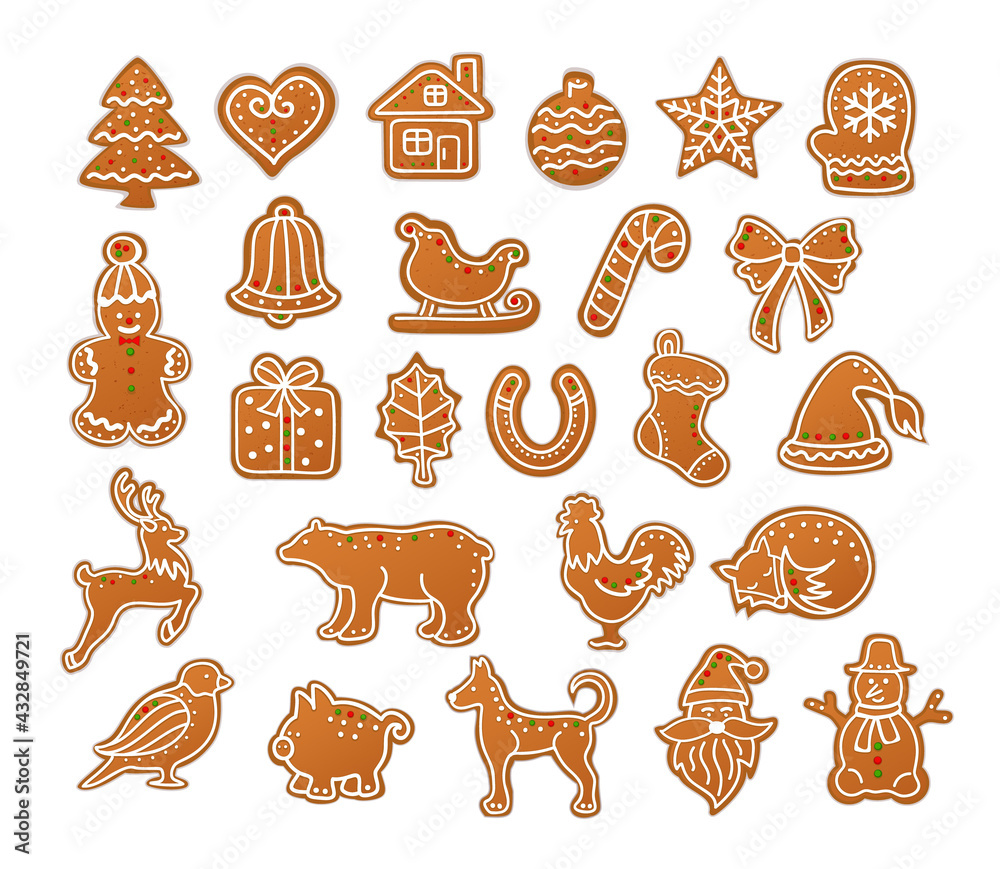 Merry Christmas Winter Gingerbread Cookies collection set Merry Christmas Winter Gingerbread Cookies collection set