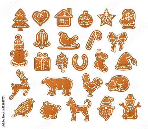 Merry Christmas Winter Gingerbread Cookies collection set