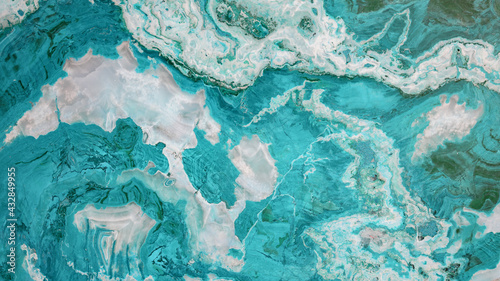Turquoise aquamarine white abstract marble granite natural stone texture background