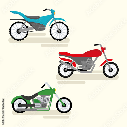 three motorcycles vehicles