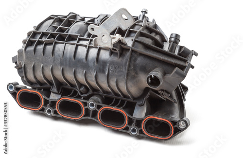 Intake manifold plastic housing with a system for adjusting the air flow to the engine. Repair and replacement of spare parts of vehicles in a car service.