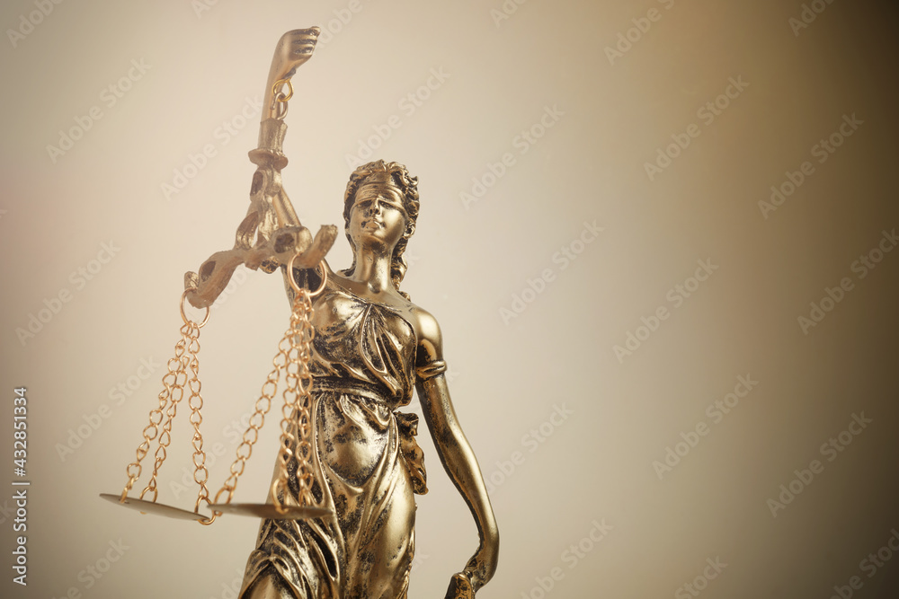 The Statue of Justice symbol, legal law concept. Filtered photo