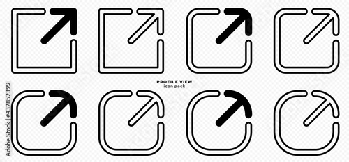 Set of flat linear profile icons for websites, applications and other internet resources. Public profile view icon. Vector elements.