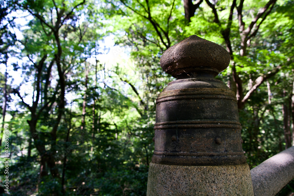 An ornamental cap at Meiji shrine. An ornamental cap at Meiji shrine.