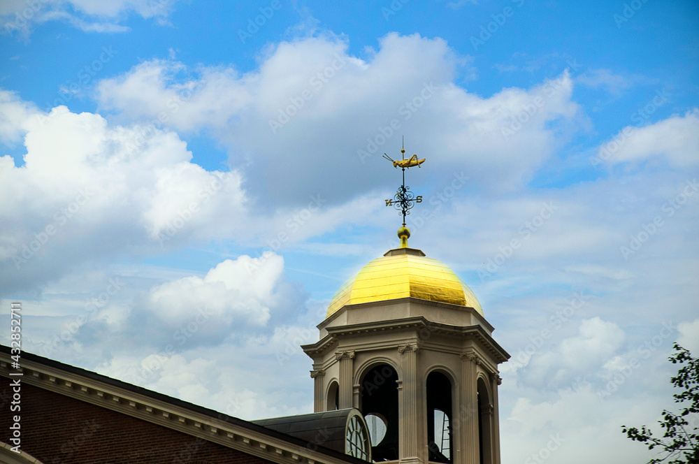The Faneuil Hall Weather Vane. Eighty feet above the ground, atop the Faneuil Hall cupola, sits one of Boston's most cherished symbols – the grasshopper ...
