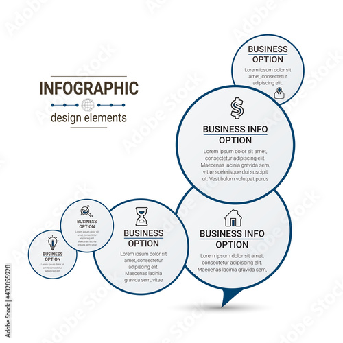 Infographics design vector and marketing icons. Can be used for process diagram, presentations, workflow layout, banner, flow chart, info graph. 