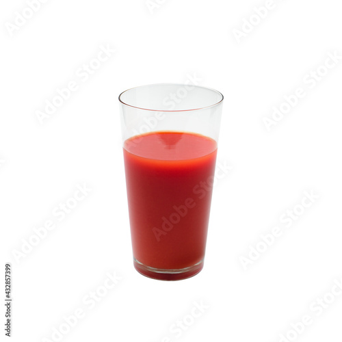 Wallpaper Mural glass of red fresh squeezed tomato juice in transparent glass beaker. isolate. white background Torontodigital.ca