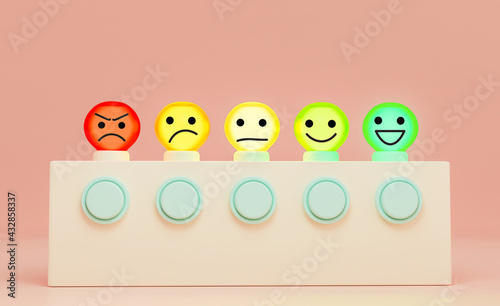 Moods, emotions, 3d rendering, customer experience concept.