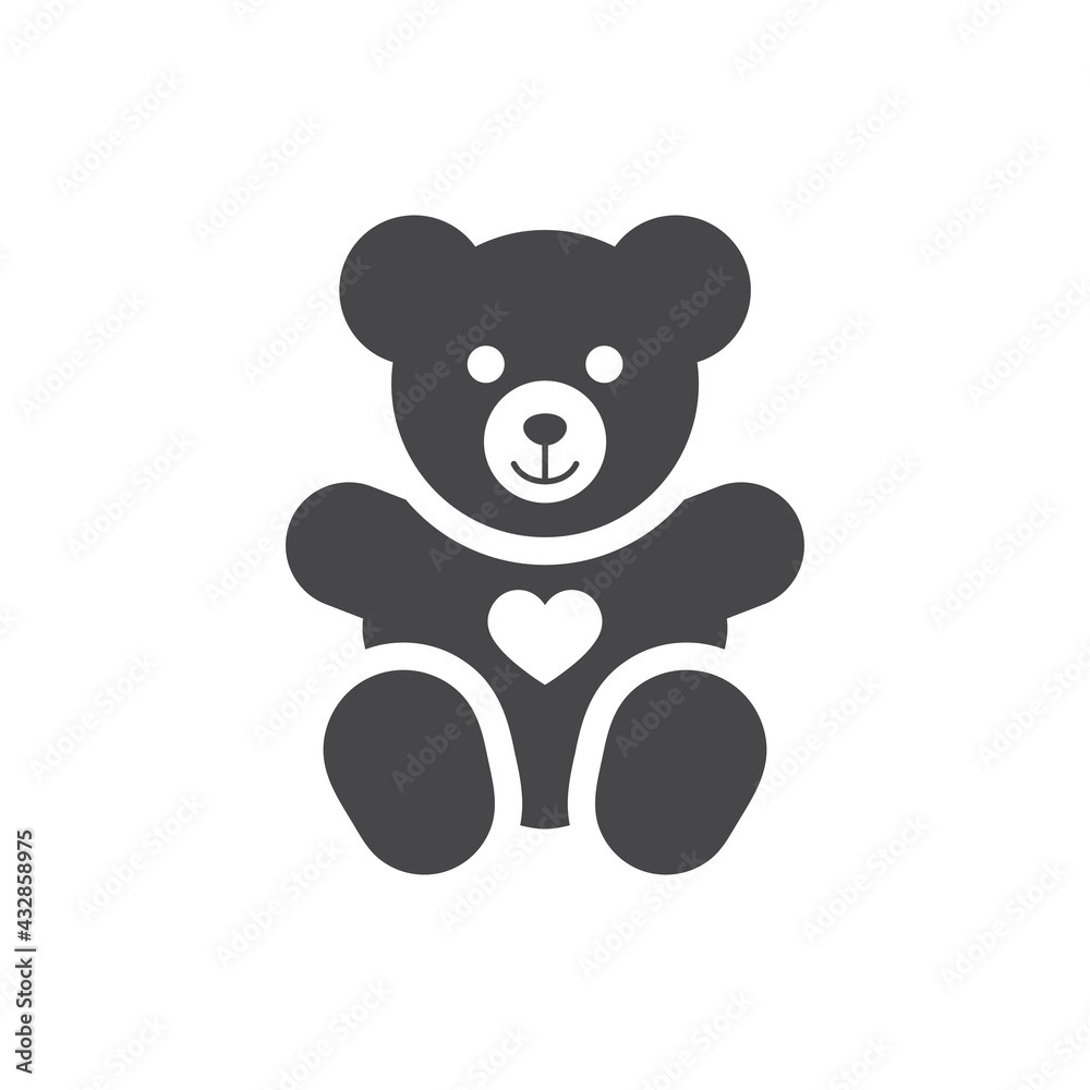 Teddy bear black vector icon. Kids and baby soft toy symbol. Teddy bear black vector icon. Kids and baby soft toy symbol.