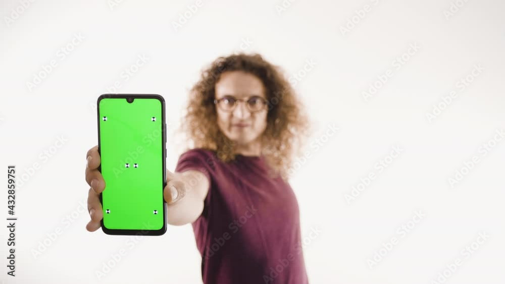 homme, téléphone, portable, smartphone, fond vert, fond blanc, Français, européen, australien, jeune, cyberespace, isolé, blond, friser, beau, technologie, blanc, cheveux, long, personne, agenda, bouc