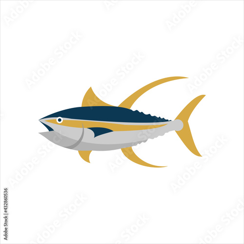yellow fin tuna fish vector flat illustration of sea animal graphic design element ideas