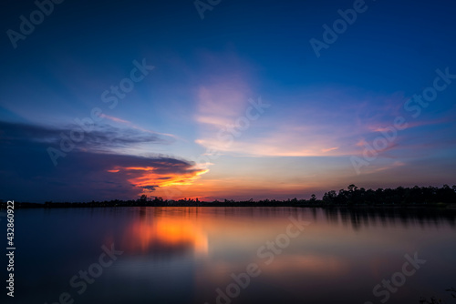 Sunset at the lake landscape