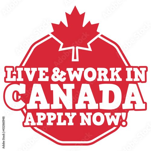 Canada Immigration. Live and Work. Vector Flat Icon.