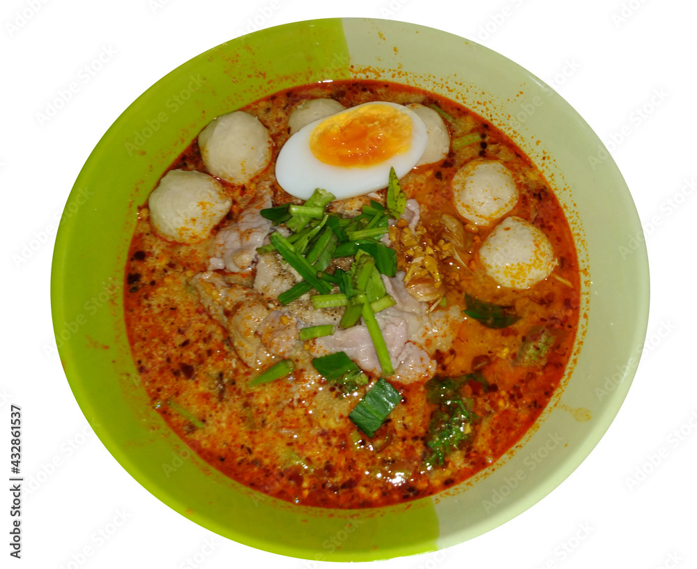 Tom Yum Noodles, a popular food in Thailand that is widely sold and in street food.