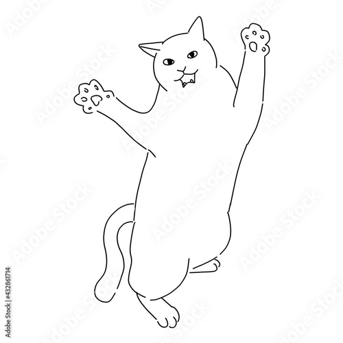 猫の全身イラスト　戦う猫