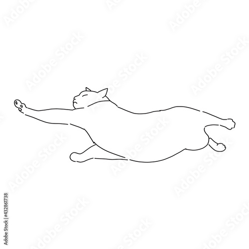 猫の全身イラスト　伸びをする猫のイラスト