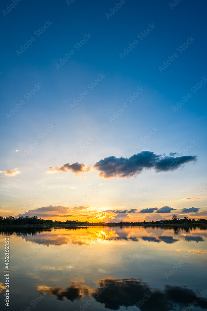 Sunset at the lake landscape