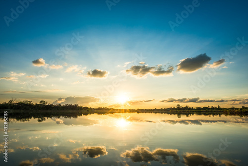 Sunset at the lake landscape