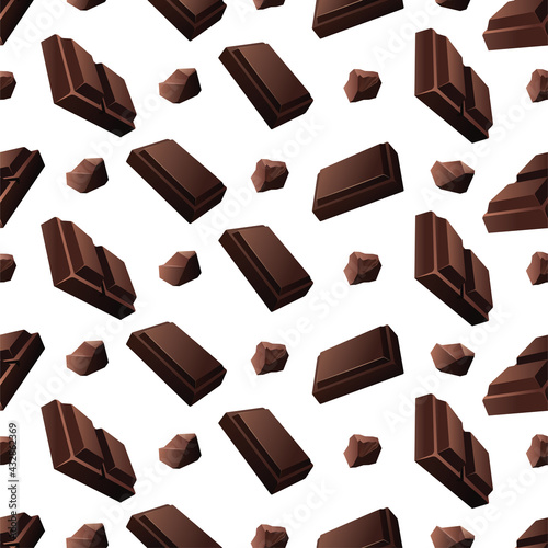 Seamless vector pattern with slices of milk and dark chocolate.