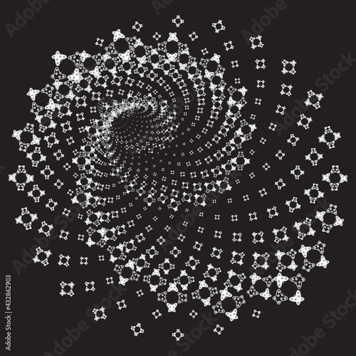 Tunnel or wormhole. Vector Spiral Pattern or Texture of butterflies image