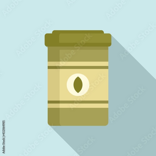 Fertilizer capsule jar icon, flat style