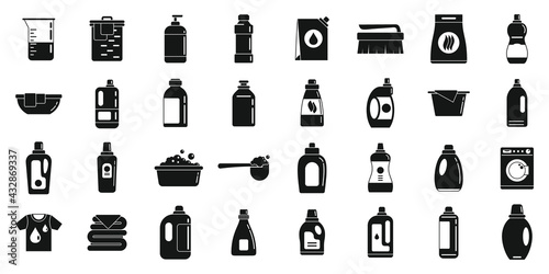 Fabric softener icons set, simple style