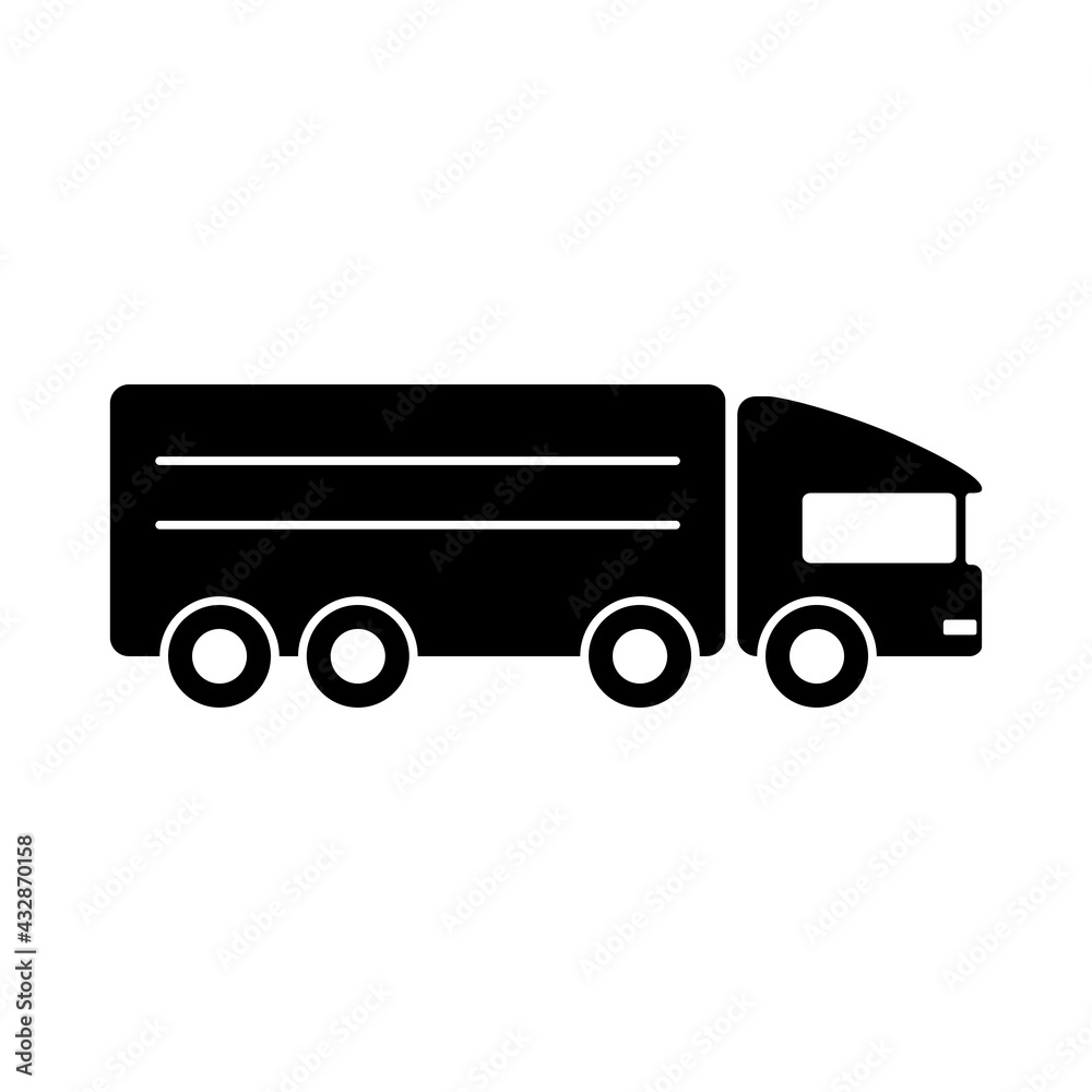 Black silhouette icon wagon, trailer. Delivery icon