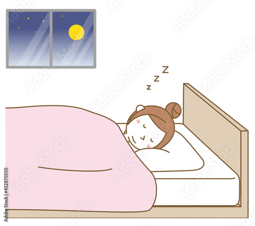 熟睡する若い女性　ママ