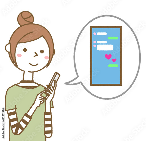 スマホを操作する若い女性　ママ