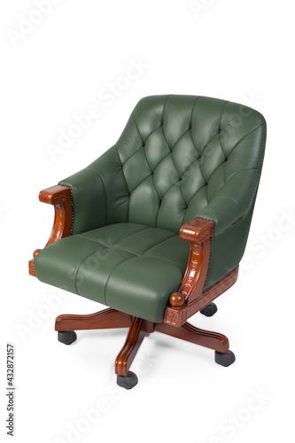 Green leather armchair