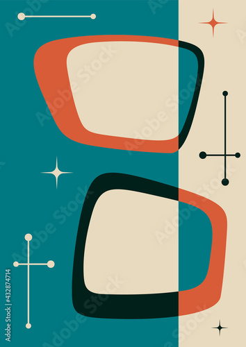 1960s Abstract Background, Mid Century Modern Colors and Shapes 