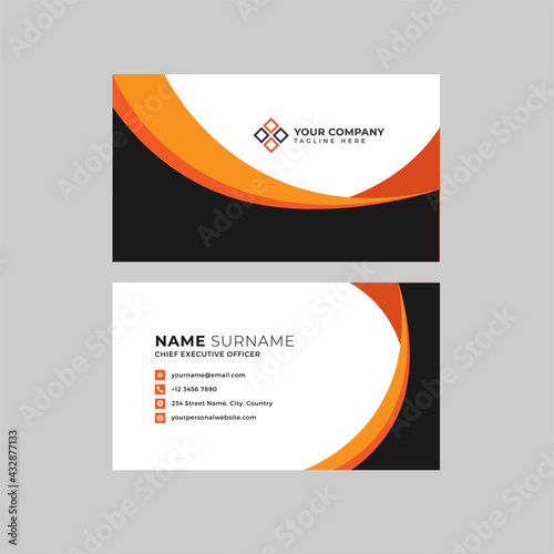 Professional two sided business card template with logo place holder, name, address, phone number, website and email
