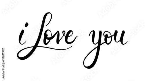 I love you handwriting calligraphy isolated on white background , Vector Illustration EPS 10