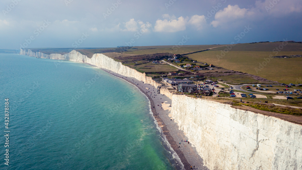 Aerial view of Birling Gap and the Seven Sisters.