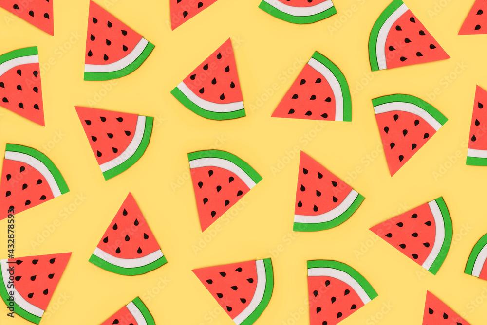 Top view of summer fruit pattern of watermelon slices