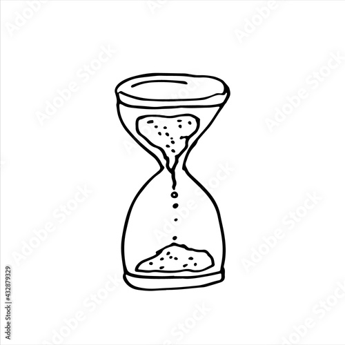 Vector hand drawn icon of hourglass with sand