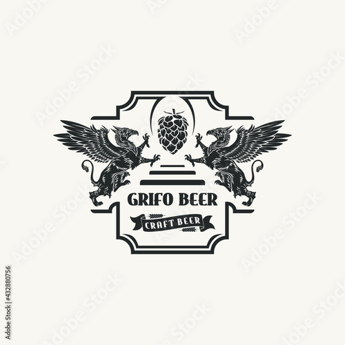 grifo beer logo design vector