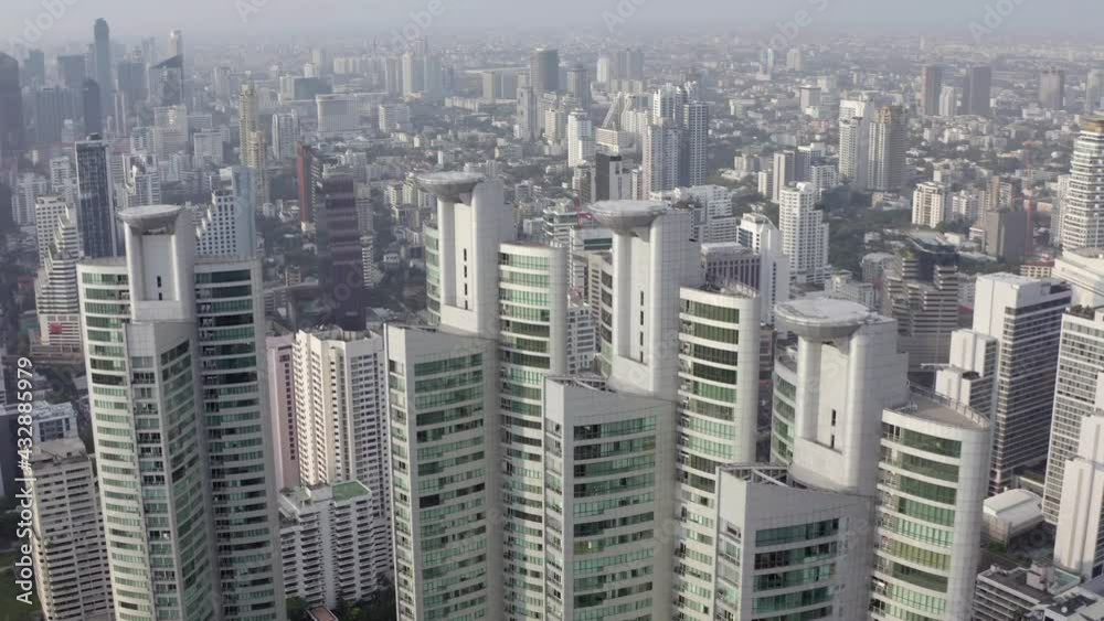 Aerial view of Bangkok Asoke, Khlong Toey during covid lockdown, Thailand Aerial view of Bangkok Asoke, Khlong Toey during covid lockdown, Thailand
