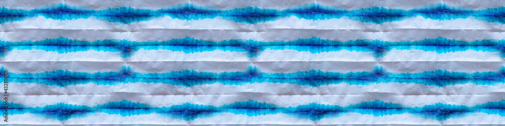 Fototapeta premium Seamless colorful banner Shibori blue, turquoise,