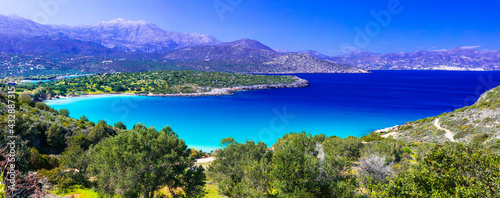 Most beautiful beaches of Crete island -Istron bay near Agios Nicolaos. Greece nature scenery