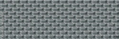 Abstract Seamless Black and White Geometric Pattern with Polygons. Contrasty Optical Psychedelic Illusion. Spotted Hexagonal Texture. Vector. 3D Illustration