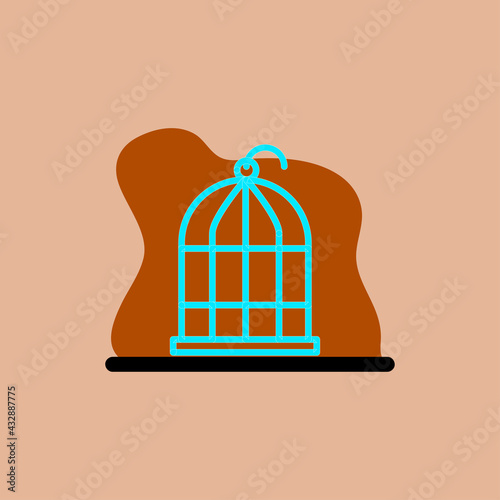 Conceptual Bird Cage Vector Icon Design Illustration